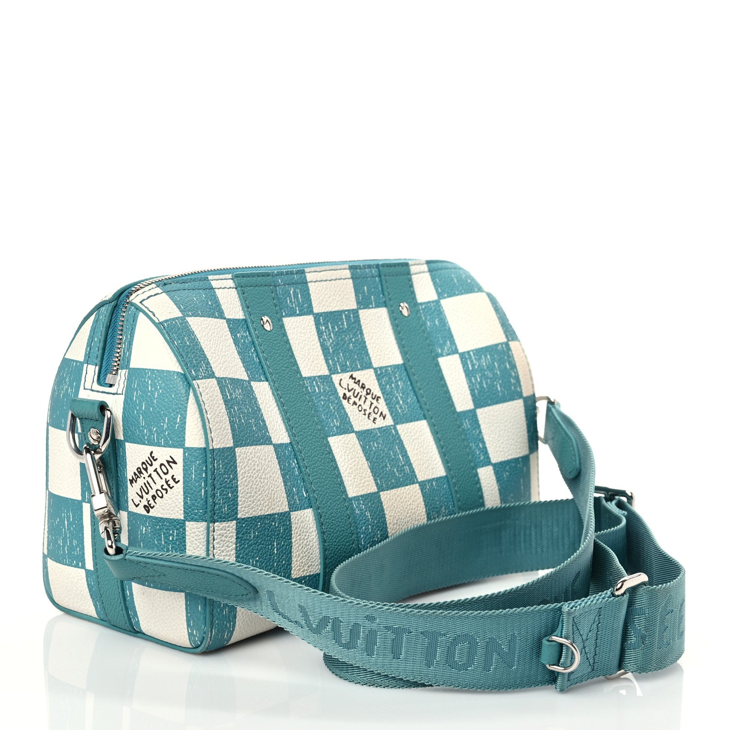 Calfskin Damier City Keepall Teal