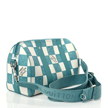 Louis Vuitton Calfskin Damier City Keepall Teal 3 of 11