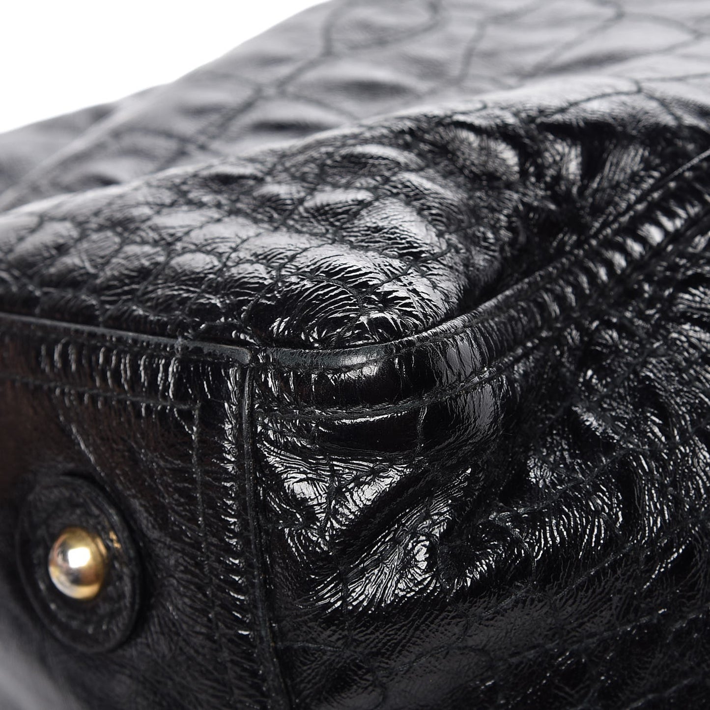 Patent Crocodile Embossed Medium Downtown Tote Black
