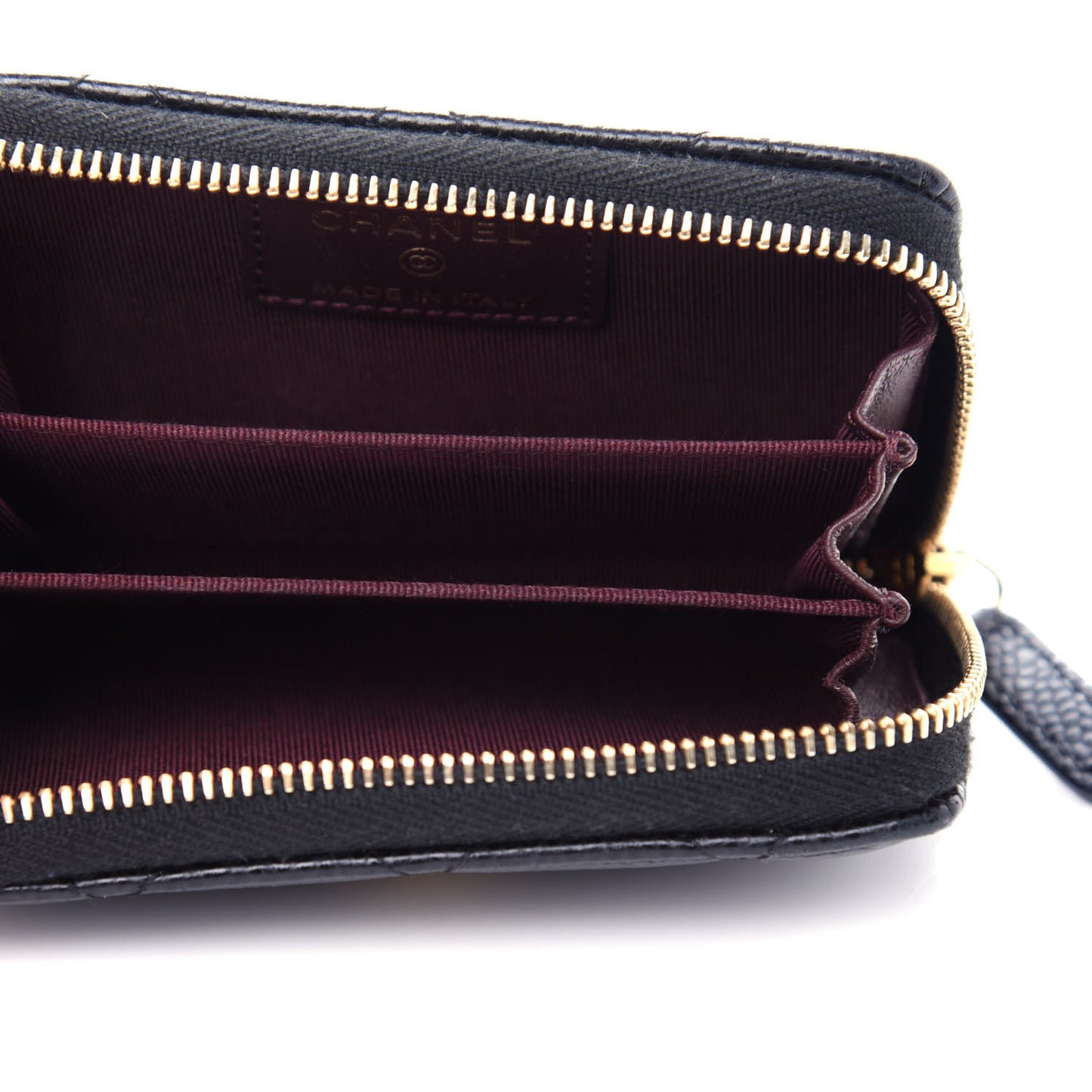 Caviar Quilted Zip Coin Purse Black
