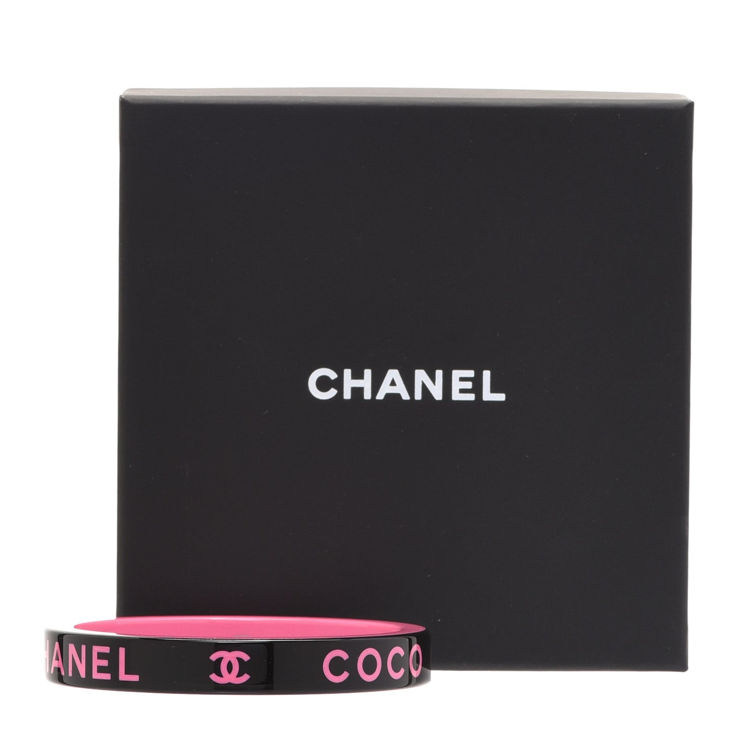 Resin Logo Bangle Bracelet Pink Black