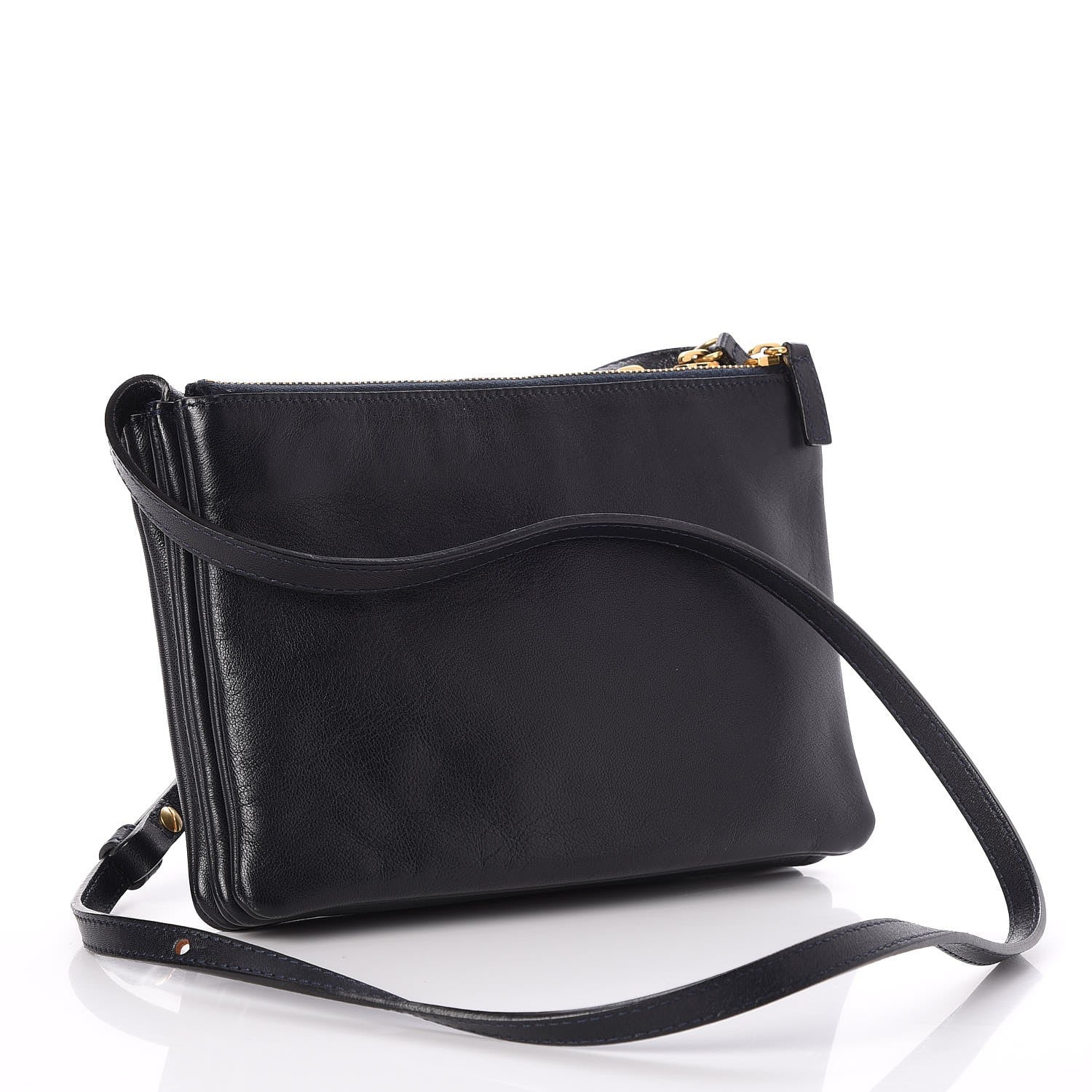 Celine Lambskin Small Trio Crossbody Bag Dark Blue 3 of 7