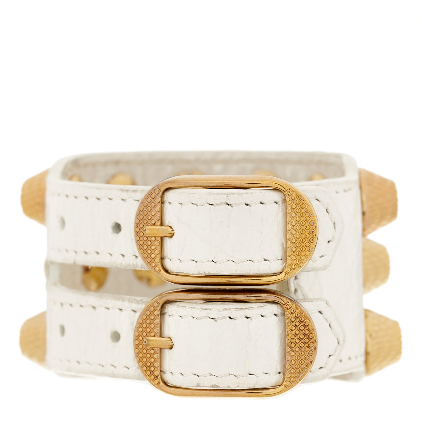 Agneau Arena Three Row Giant Gold Bracelet White