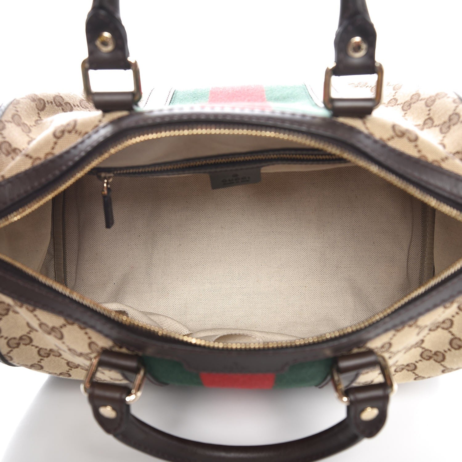 Gucci Monogram Vintage Web Medium Boston Dark Brown 6 of 14