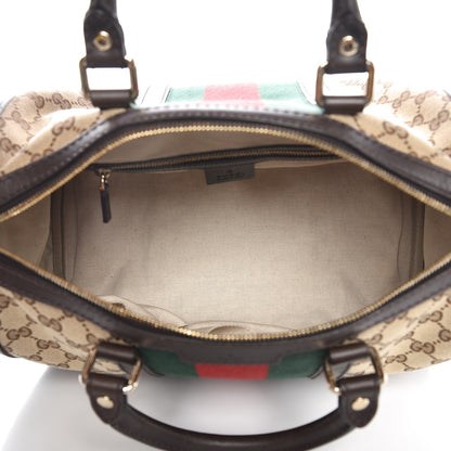 Gucci Monogram Vintage Web Medium Boston Dark Brown 6 of 14