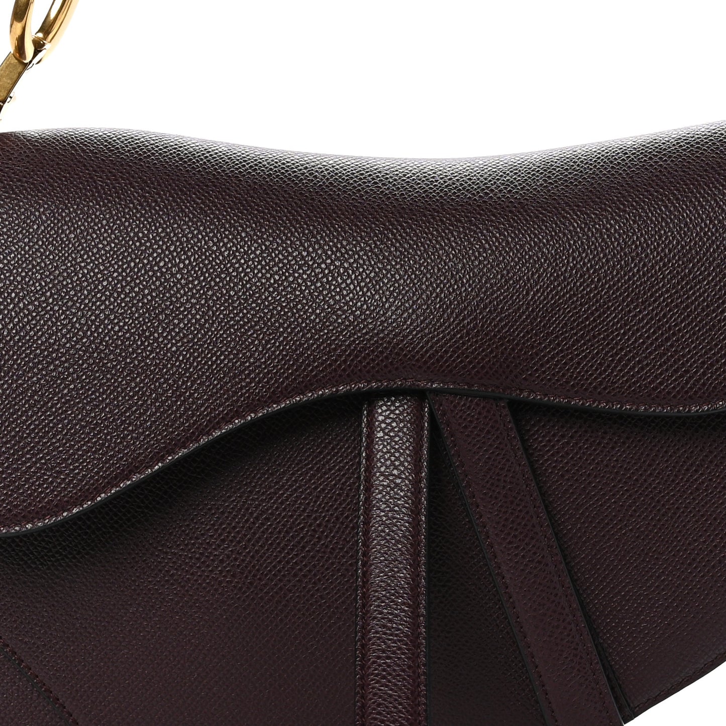 Grained Calfskin Saddle Bag Burgundy