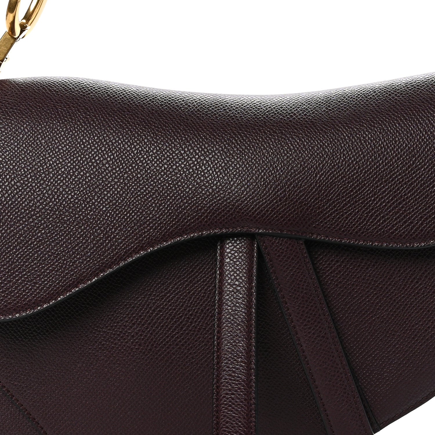 Christian Dior Grained Calfskin Saddle Bag Burgundy 8 of 10