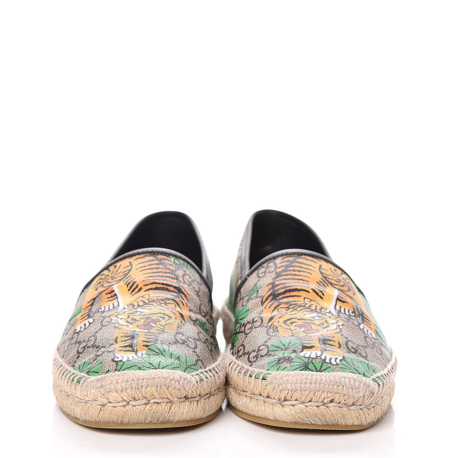 Gucci GG Supreme Monogram Bengal Mens Espadrilles 6 Beige Crop Yard 2 of 10