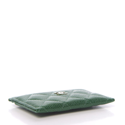 Chanel Metallic Caviar Quilted Card Holder Green 4 of 9