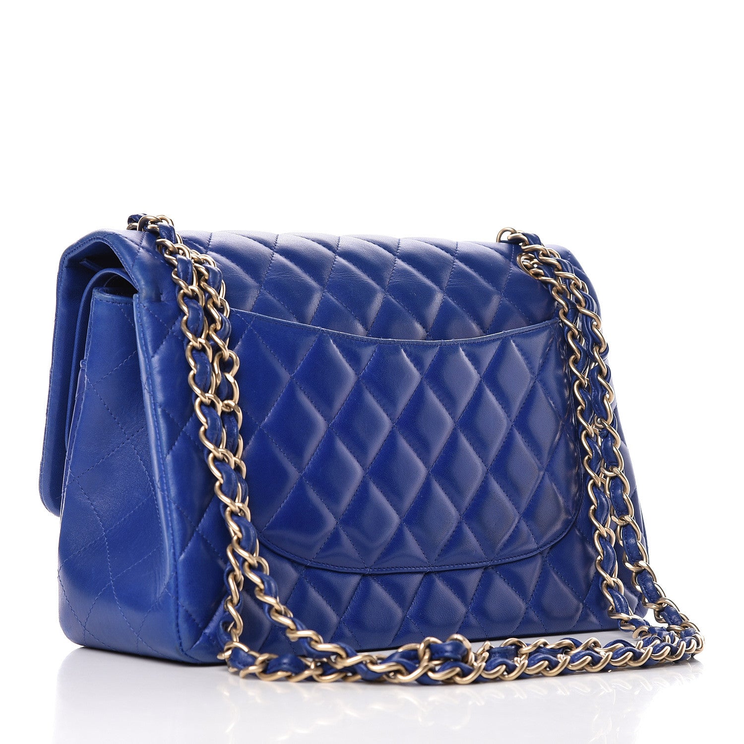 Chanel Lambskin Quilted Jumbo Double Flap Blue 3 of 22