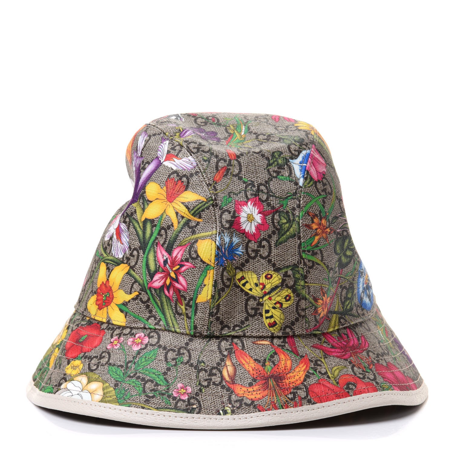 Gucci GG Supreme Monogram Flora Fedora Hat M White 6 of 9