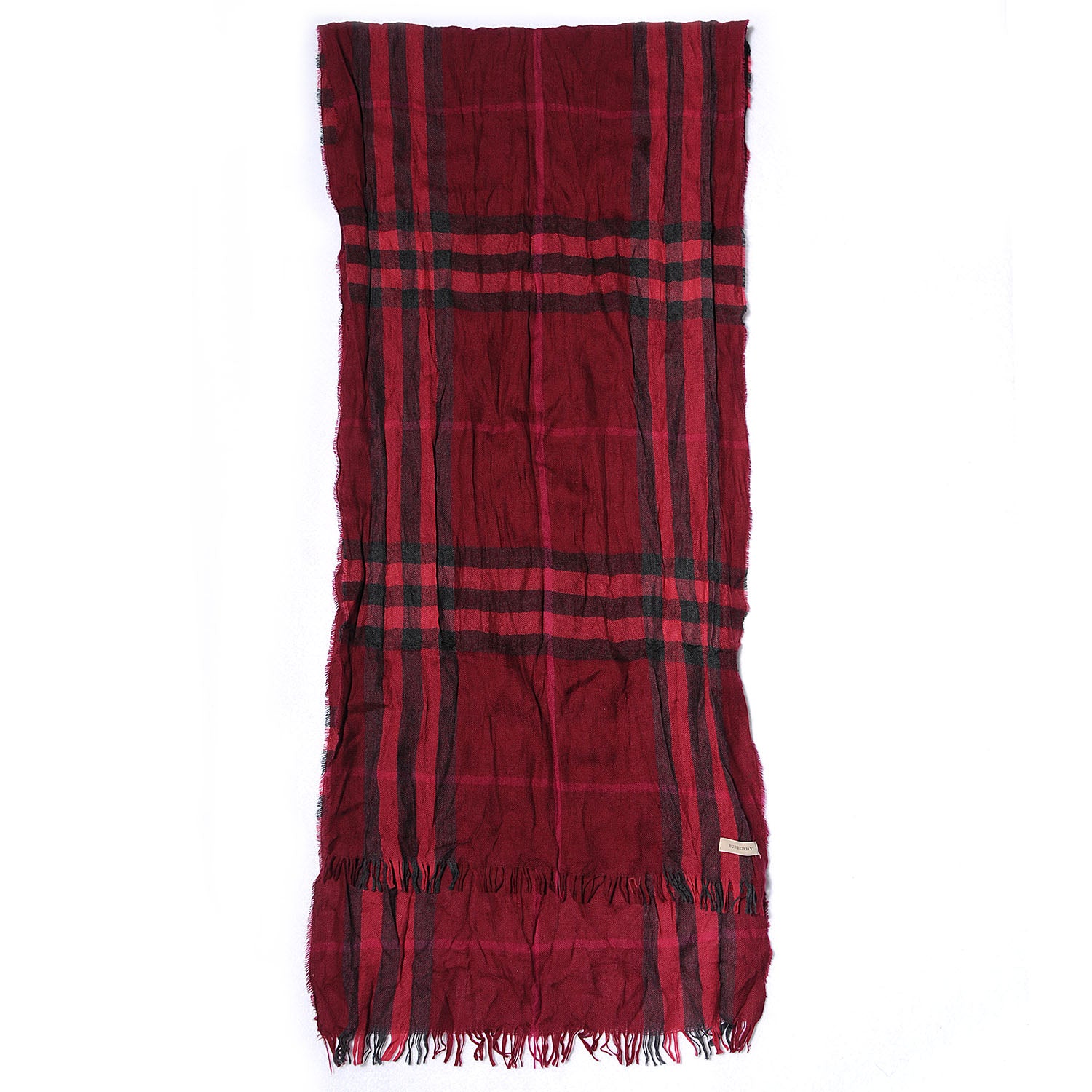 Burberry Wool Silk Lightweight Scarf Damson Pink 3 of 5