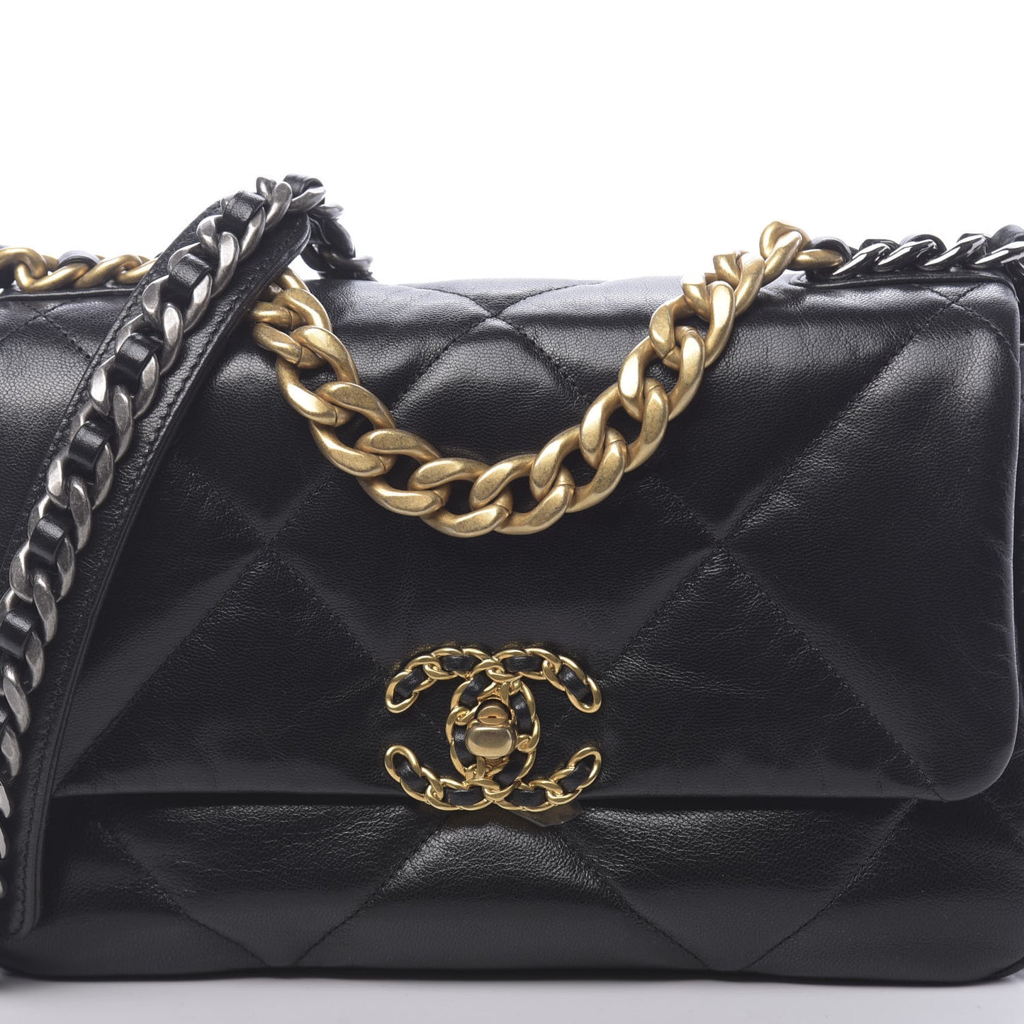 Lambskin Quilted Medium 19 Flap Black
