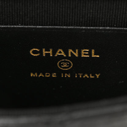 Chanel Shiny Crumpled Lambskin Quilted Pearl Small Top Handle Clutch With Chain Black 6 of 12