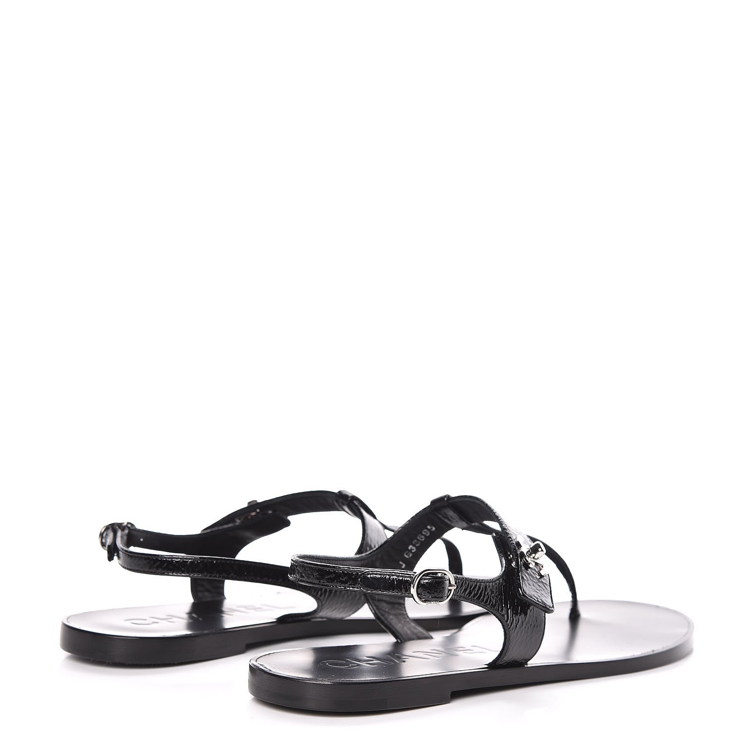 Chanel Patent Goatskin CC Thong Sandals 40.5 Black 4 of 9