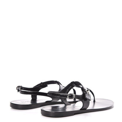 Chanel Patent Goatskin CC Thong Sandals 40.5 Black 4 of 9