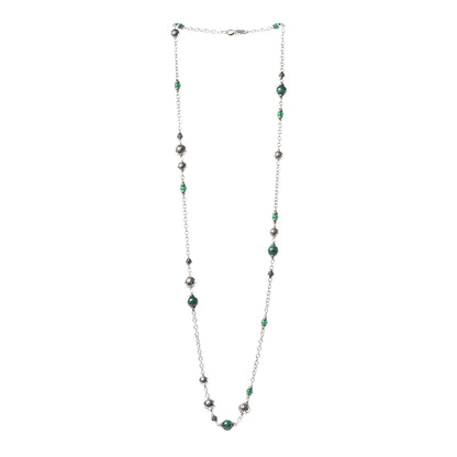 John Hardy Sterling Silver Malachite Green Onyx Tsavorite Batu Dot Station Necklace 3 of 7