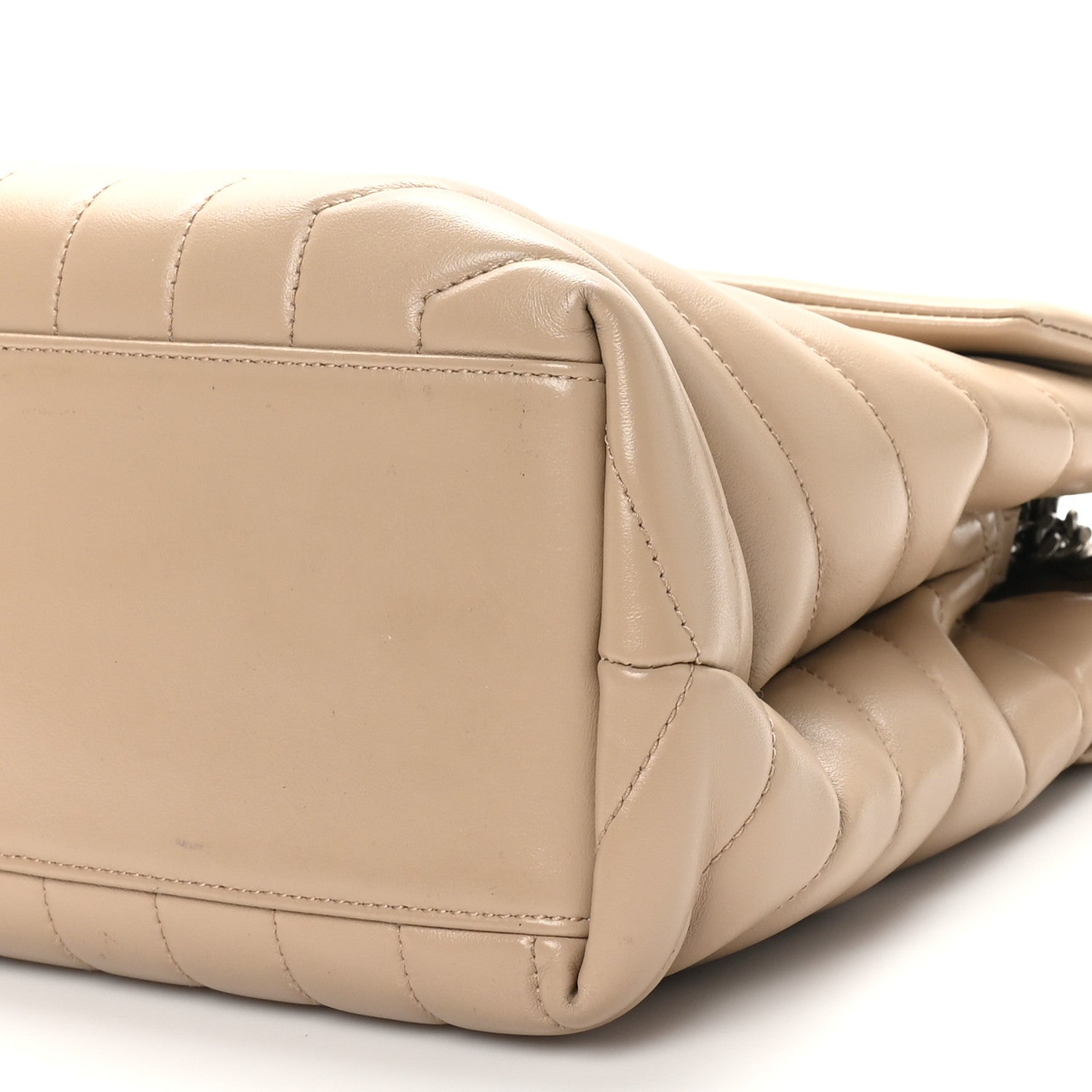 Saint Laurent Calfskin Y Quilted Monogram Medium Loulou Chain Satchel Dark Beige 10 of 11