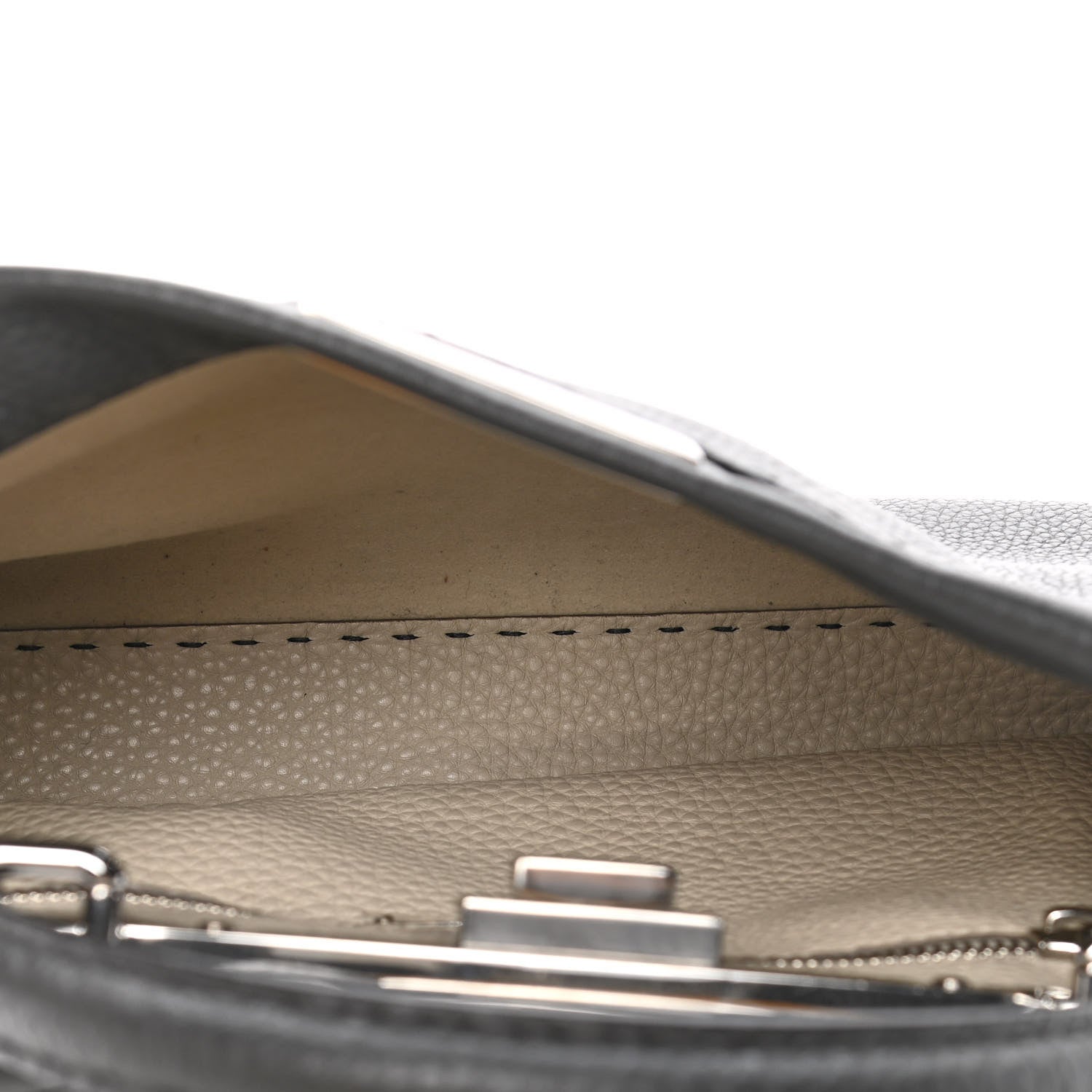 Fendi Cuoio Romano Selleria Bi-Color Medium Peekaboo Iconic Satchel Asfalto Latte 4 of 18