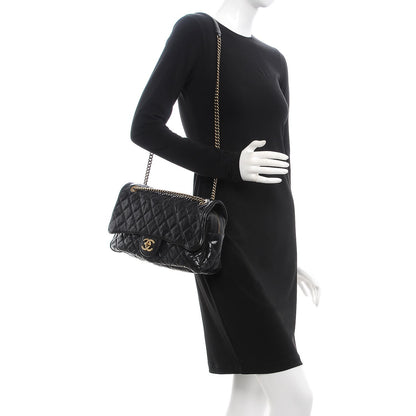 Chanel Crumpled Grained Calfskin Quilted Large Shiva Flap Black 2 of 9