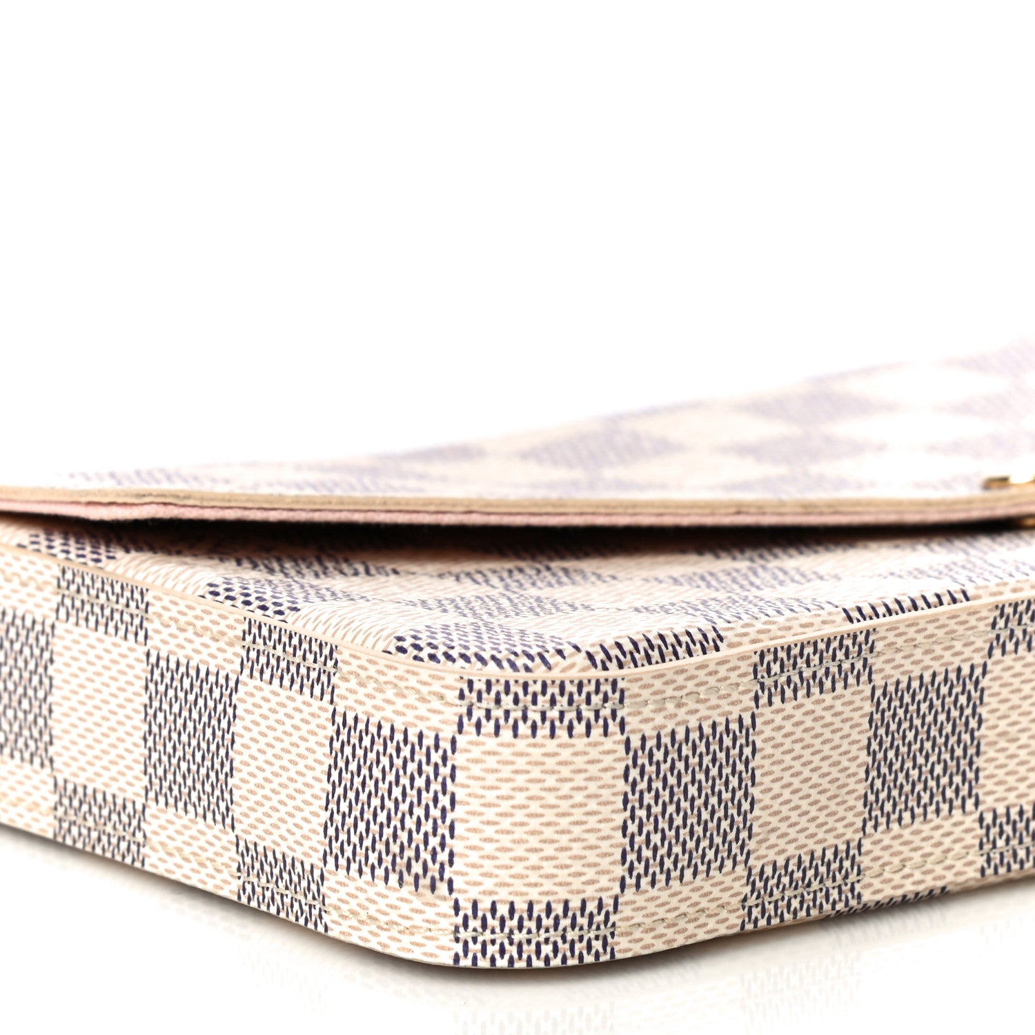 Louis Vuitton Damier Azur Pochette Felicie Chain Wallet Rose Ballerine 32 of 39