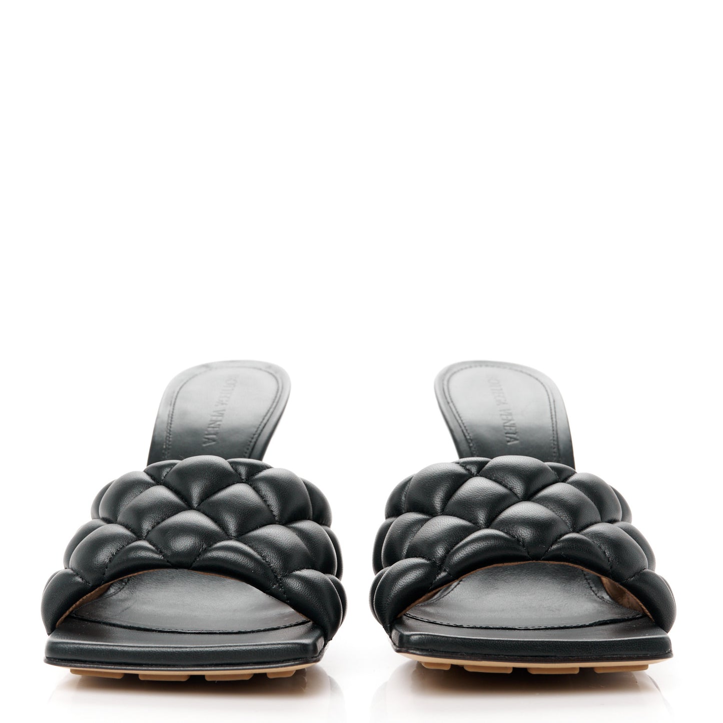 Nappa Matelasse Padded Mule Sandals 39 Black