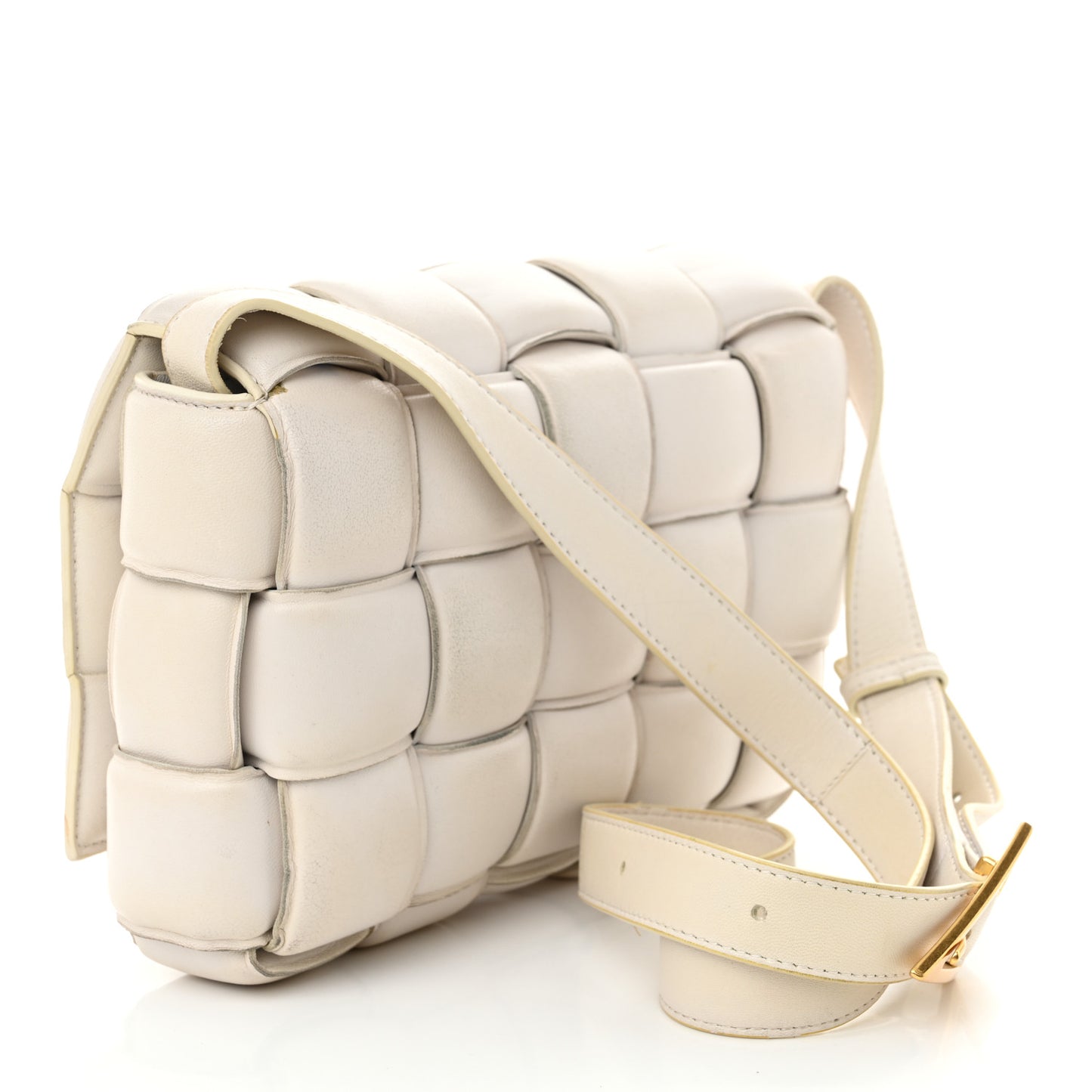 Nappa Maxi Intreccio Padded Cassette Crossbody Bag Chalk