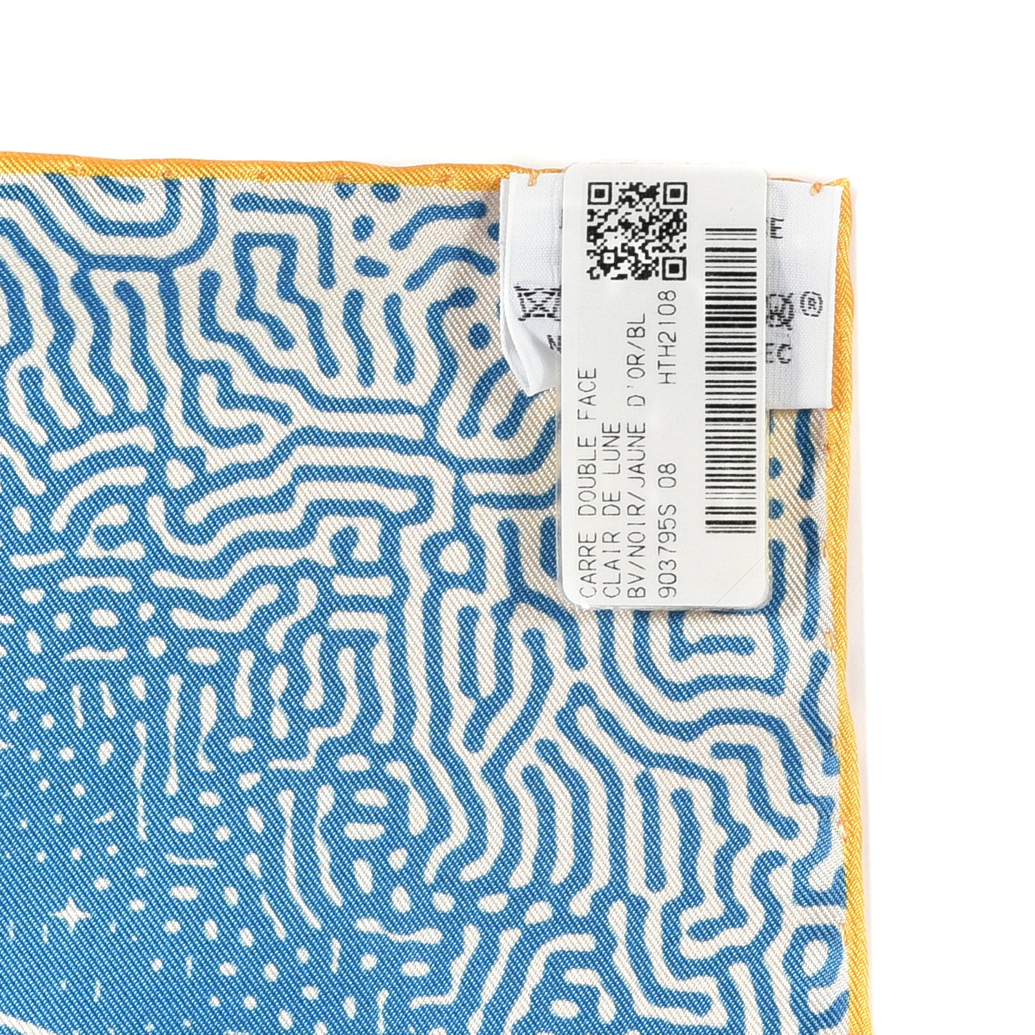 Hermes ERMES Silk Clair De Lune Double Face Scarf 90 Black Jaune D'Or Bleu 4 of 5