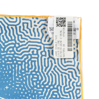 Hermes ERMES Silk Clair De Lune Double Face Scarf 90 Black Jaune D'Or Bleu 4 of 5
