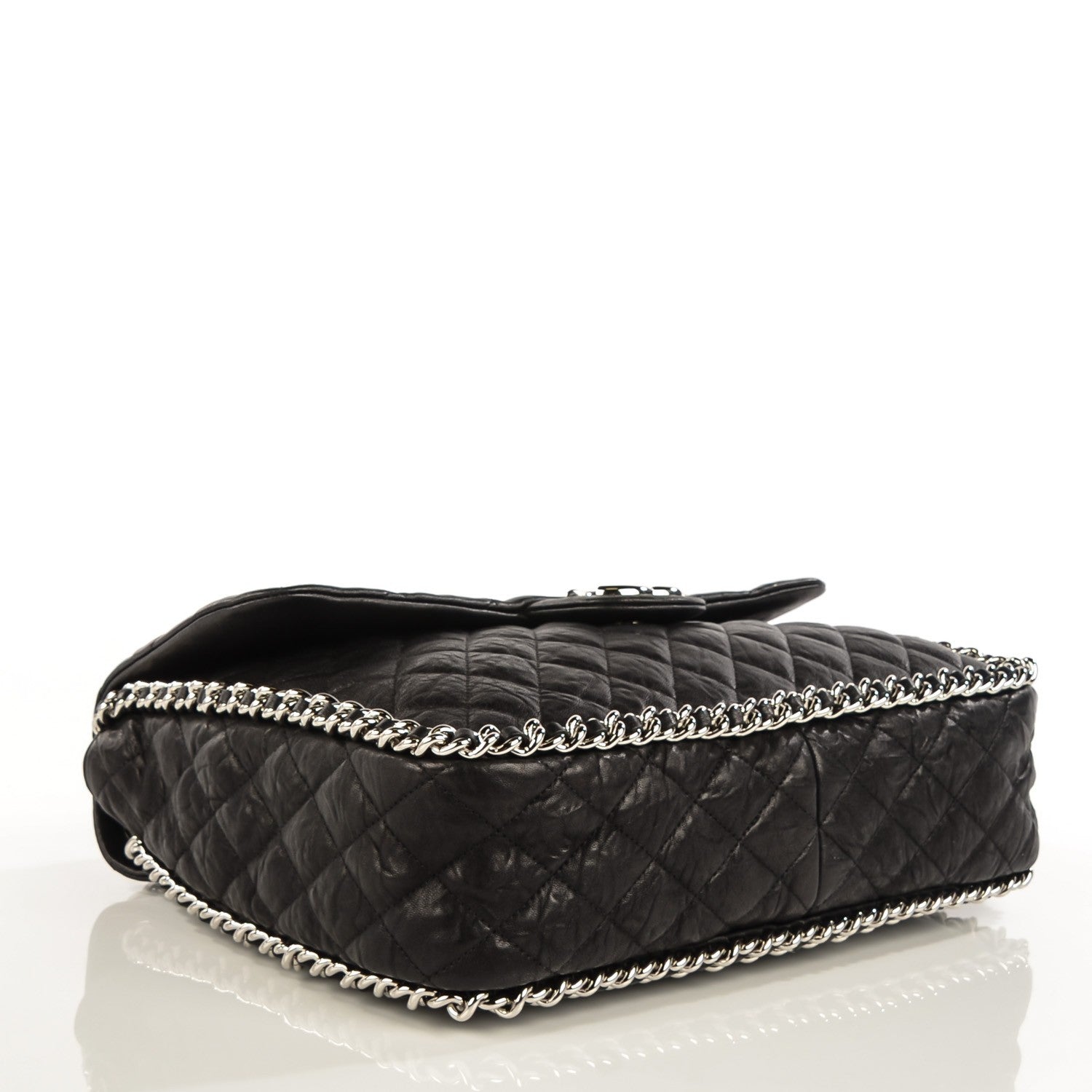 Chanel Crumpled Lambskin Chain Around Maxi Flap Bag Black 4 of 8