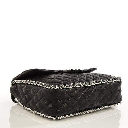 Chanel Crumpled Lambskin Chain Around Maxi Flap Bag Black 4 of 8