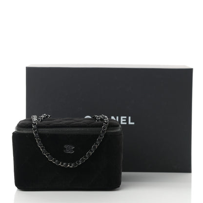 Chanel Velvet Quilted Small Vanity Case With Chain Black 11 of 11