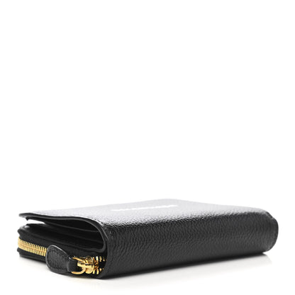 Balenciaga Calfskin Bi-Fold Zip Around Compact Wallet Black 4 of 8