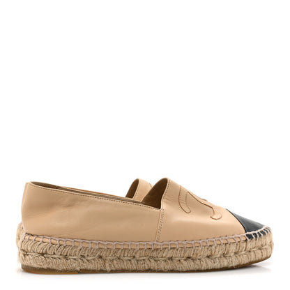 Chanel Lambskin CC Espadrilles 38 Beige Black 4 of 9