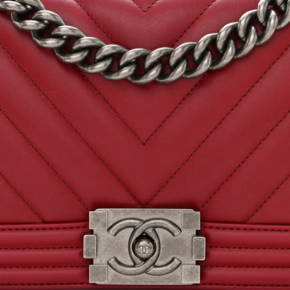 Chanel Lambskin Chevron Quilted Medium Boy Flap Red 8 of 11