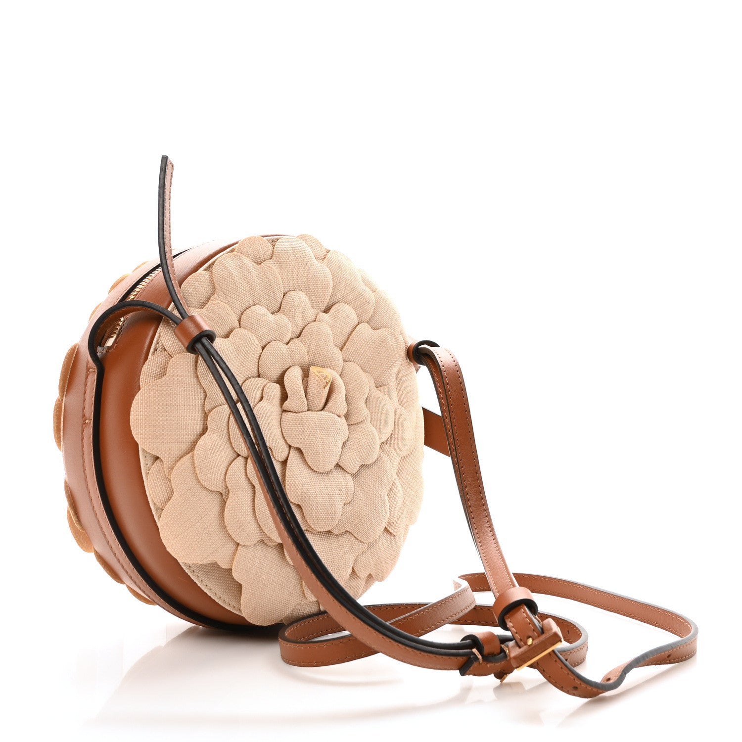 Valentino Garavani Canvas Calfskin Atelier 03 Rose Edition Round Crossbody Bag Natural 3 of 10