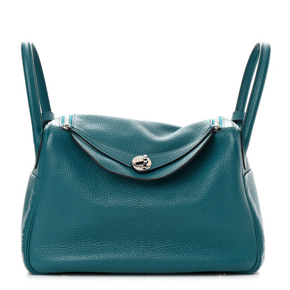 Hermes Taurillon Clemence Lindy 30 Bleu Paon 1 of 19
