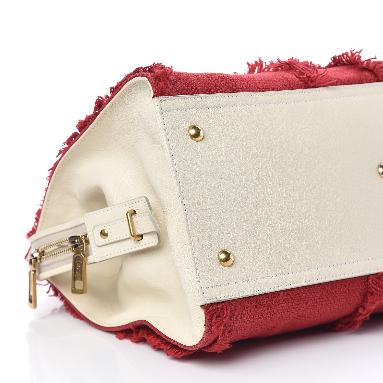 Saint Laurent Linen Fringe Medium Cabas ChYc Red 8 of 19