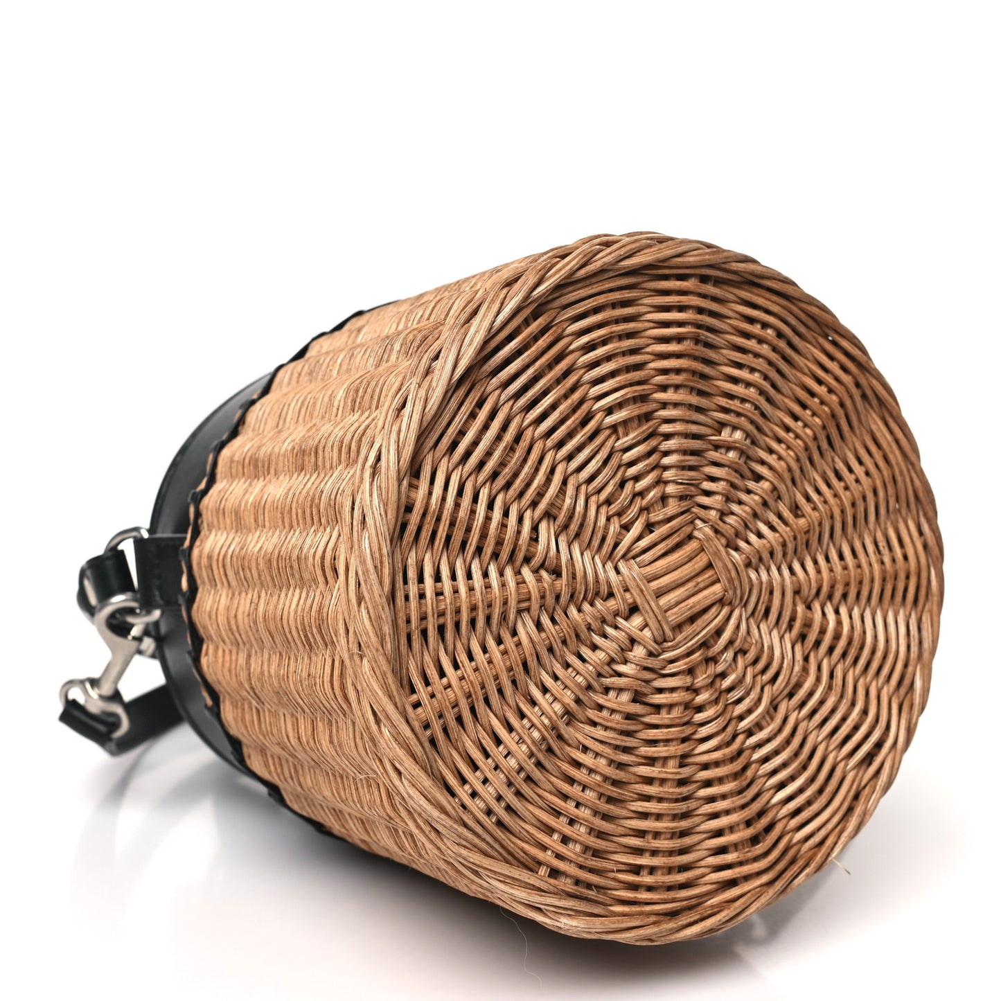 Calfskin Wicker Small Bahia Bucket Bag Black