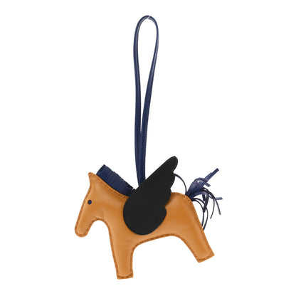 Hermes Milo Lambskin Grigri Rodeo Pegase Horse Bag Charm MM Sesame Black Bleu Saphir 1 of 5