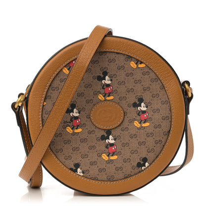 Gucci X DISNEY Mini Vintage GG Supreme Monogram Mickey Mouse Round Shoulder Bag Beige Vintage Sun Oil 1 of 12