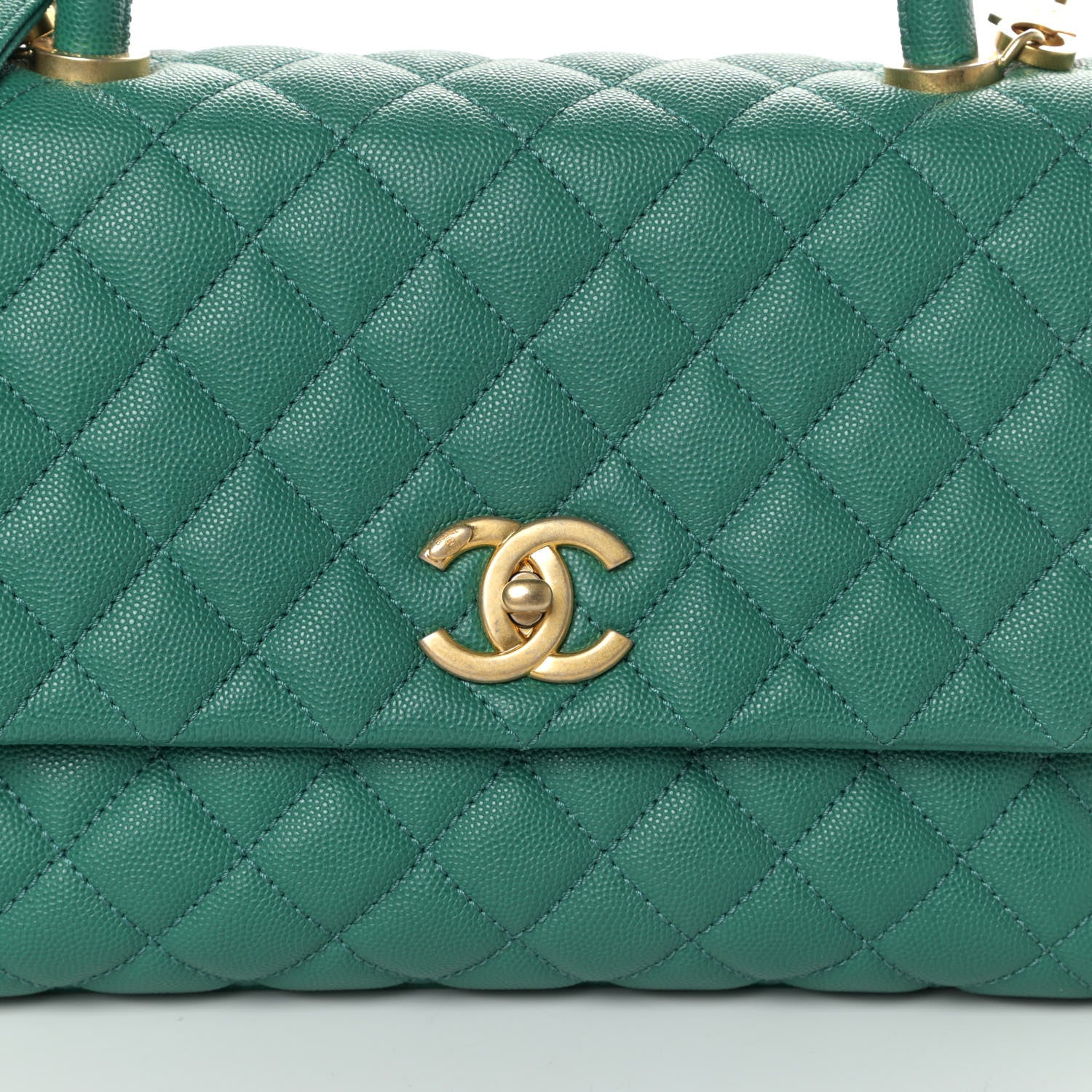 Chanel Caviar Quilted Small Coco Handle Flap Green 9 of 11