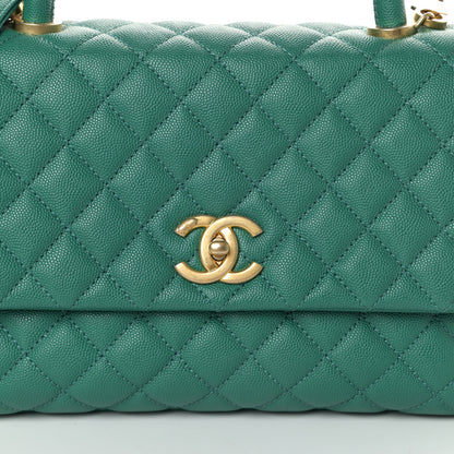 Chanel Caviar Quilted Small Coco Handle Flap Green 9 of 11