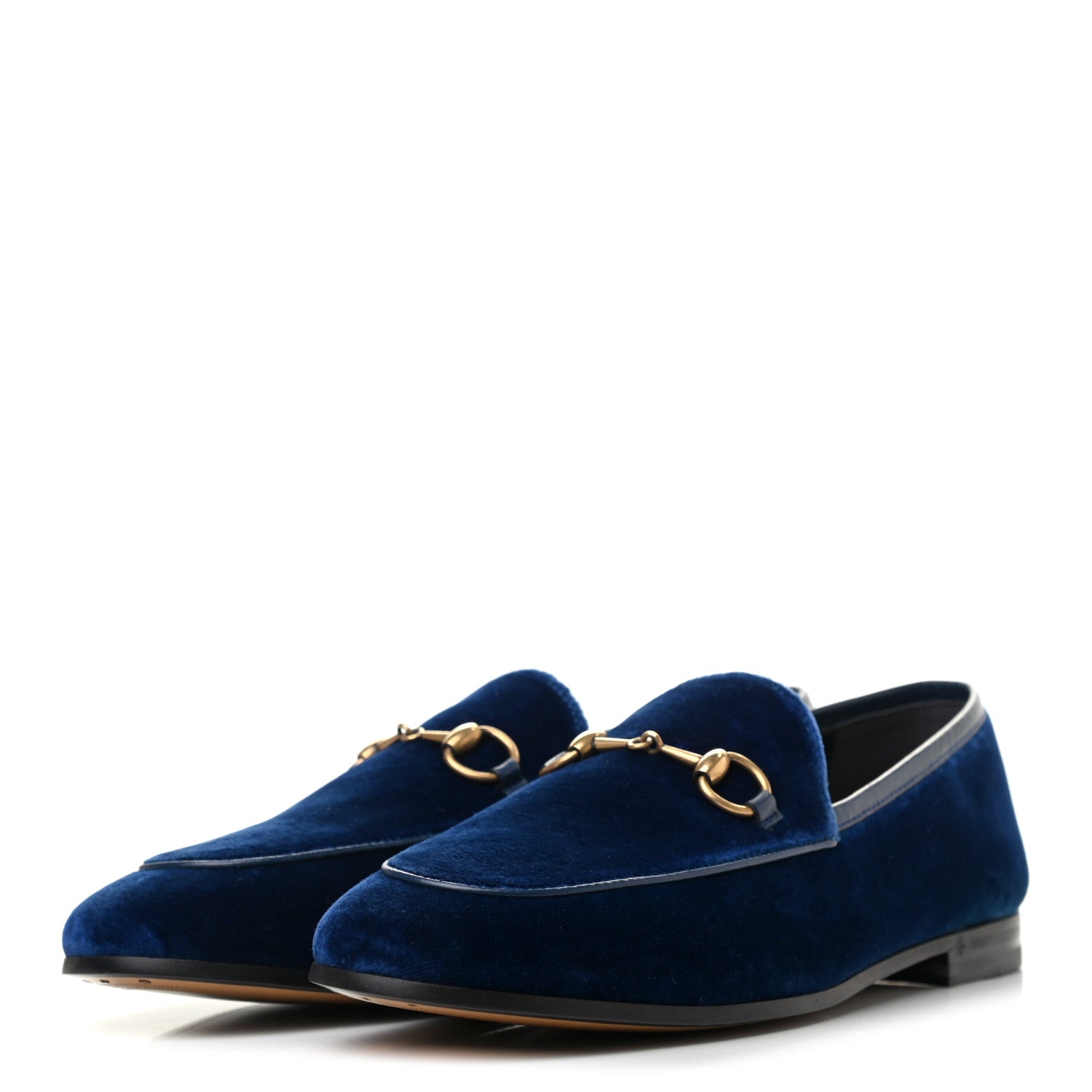 Gucci Velvet Horsebit Womens Jordaan Loafers 37 Blue Cobalt 3 of 8