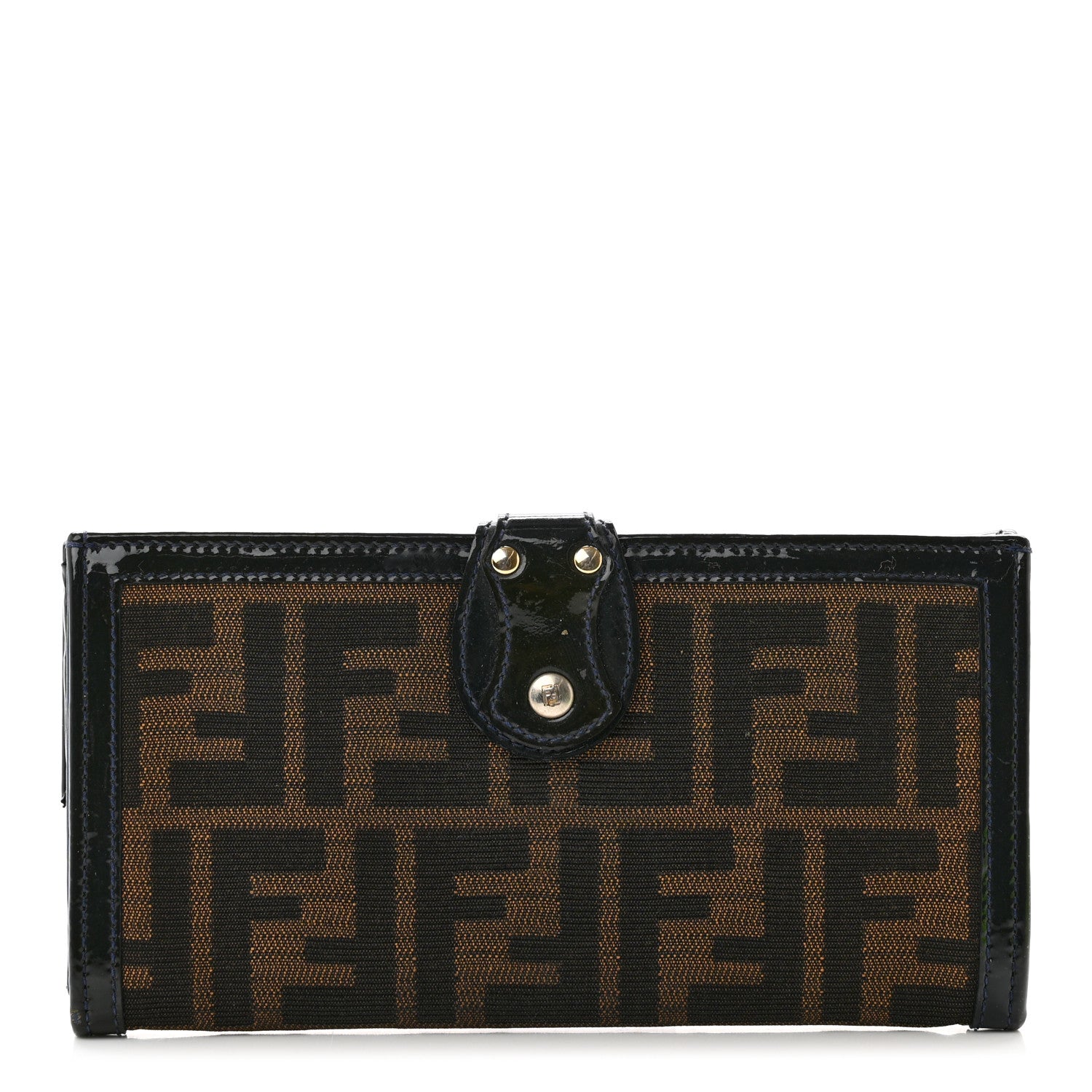 Fendi Zucca Patent Continental Wallet Tobacco Blue 1 of 9