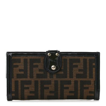 Fendi Zucca Patent Continental Wallet Tobacco Blue 1 of 9