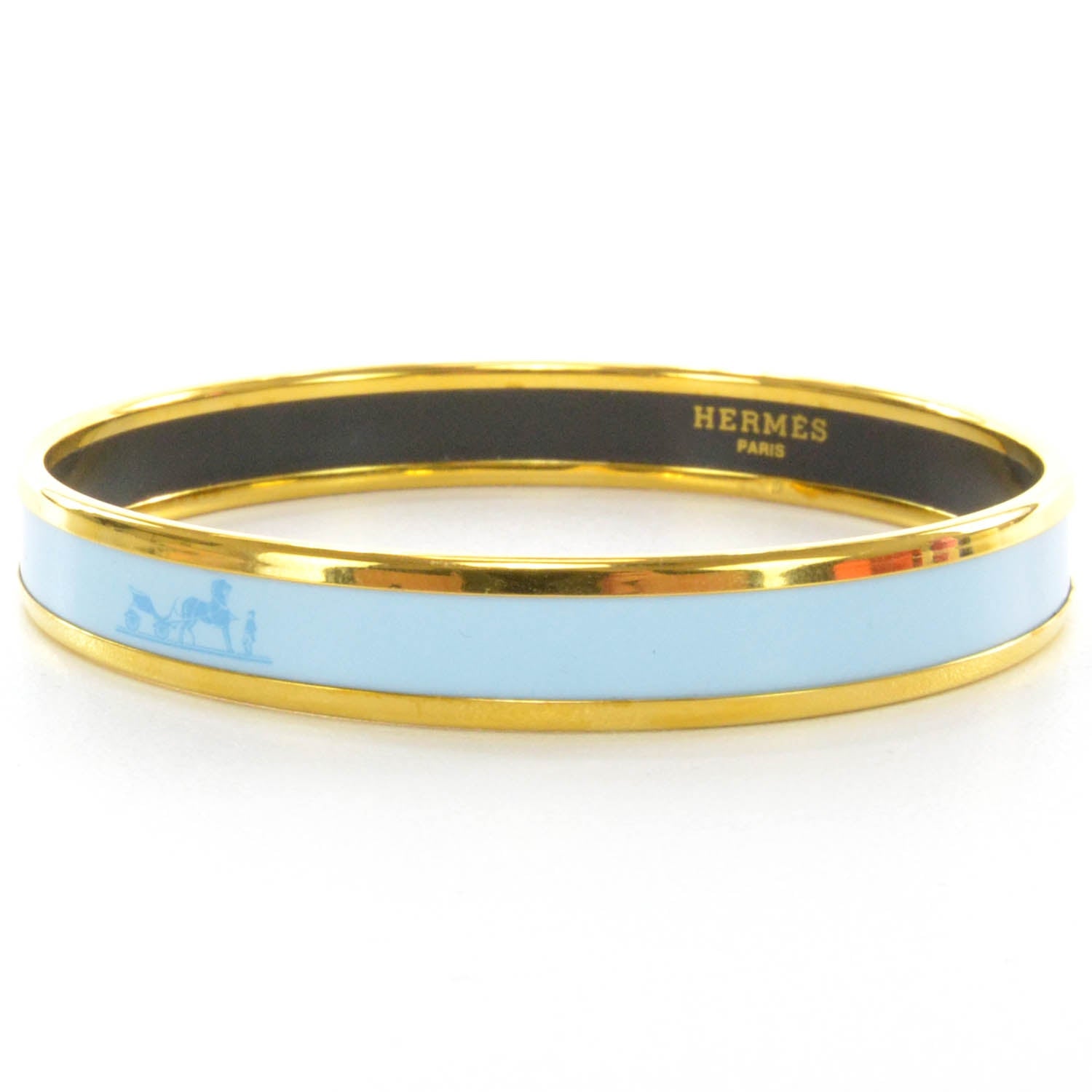 Hermes Enamel Narrow Caleche Bracelet PM Bleu 4 of 8