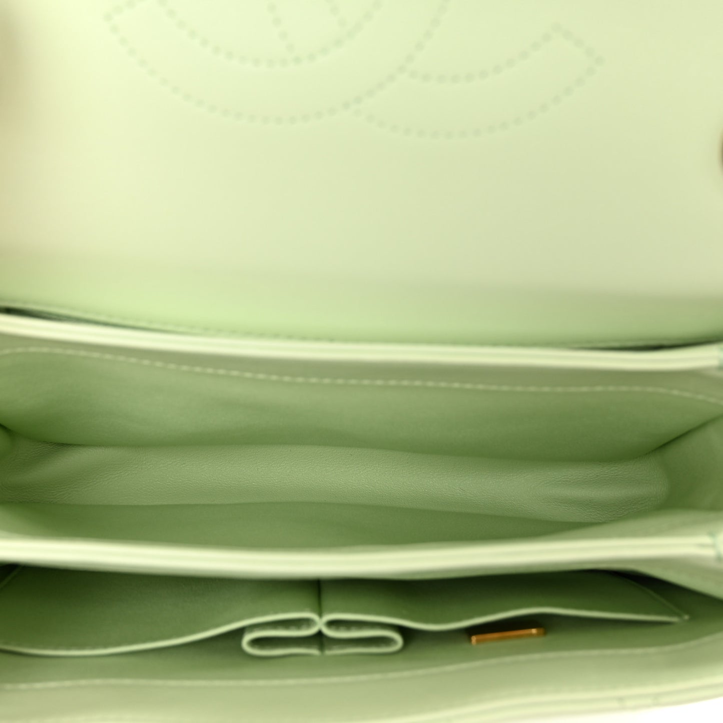 Lambskin Quilted Small Trendy CC Flap Dual Handle Bag Light Green