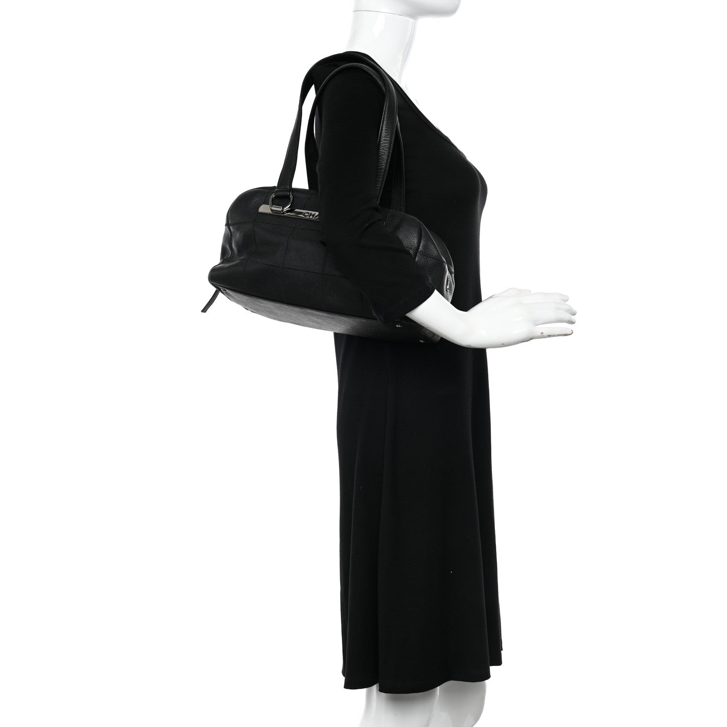 Chanel Caviar Square Stitched Bowler Black 2 of 10