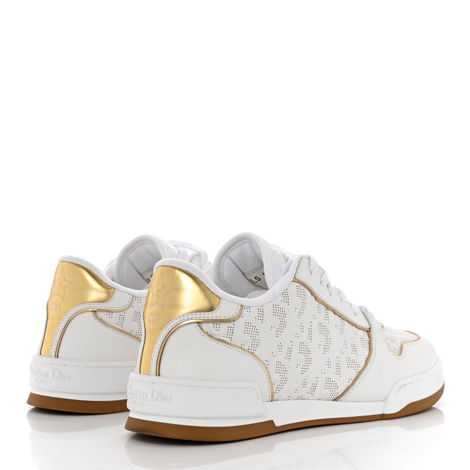 Christian Dior Calfskin Oblique Laser Perforated Dior One Low Sneakers 39.5 Off White Gold 4 of 9